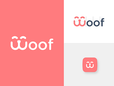 Woof • Logo branding color design dog flat logo logo design mobile pet petshop sale typography vector