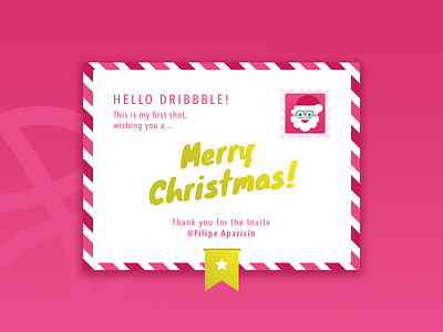 Hello, Merry Christmas! card christmas debut first shot hello illustration invite pink post card thank you ui ux