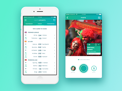 Instasports App - Choose a Game and Take a Picture android app camera football game ios mobile photo scores soccer sports table