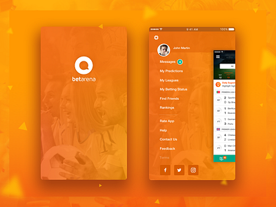 Betarena Splash Screen and Menu android app football game ios iphone menu mobile scores soccer splash screen sports