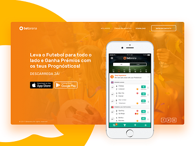 Betarena Landing Page android app download ios iphone landing mobile page soccer sports