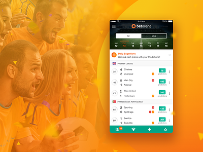 Betarena Match Table android app football game ios iphone match mobile scores soccer sports table