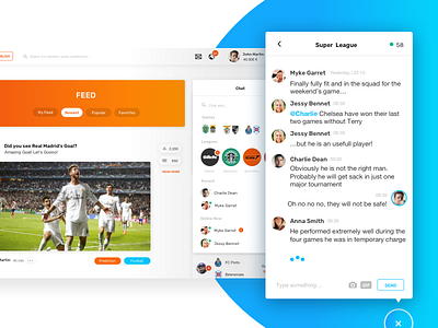 Sports Social Network: Feed and Chat detail app chat feed football game match matchtable scores soccer sports