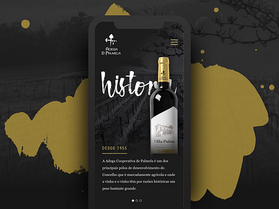 Winery Page Concept black white bottle drink gold history homepage mobile shop vineyard website wine winery