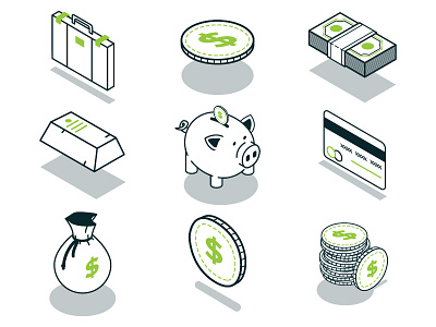 Money Icons cash coin design dollars e commerce edmonton gold granify illustration isometric money yeg