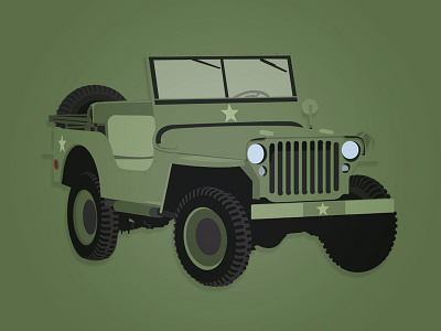 Willys MB Jeep design edmonton flat illustration jeep military suv vehicle