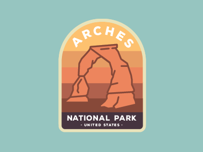 Arches National Park Patch aqua arches arches national park badge burnt orange illustration patch