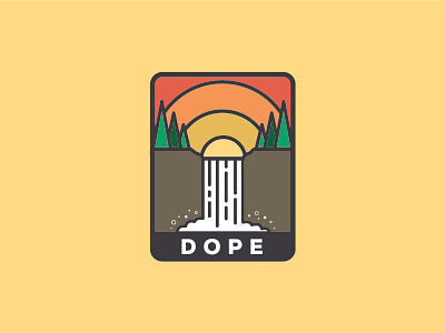 Dope Waterfall badge dope illustration outdoors pacific northwest pnw simple waterfall