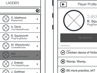 Wireframe and product design for Pivotal Labs Pong concept design download illustrator iphone iphone ui mobile pivotal labs proposal template wire wireframe