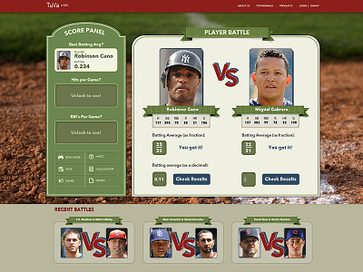 Baseball Game for Learning Math Website Concept