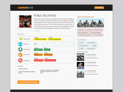 Concept site for military career help. career concept design jobs military veteran website