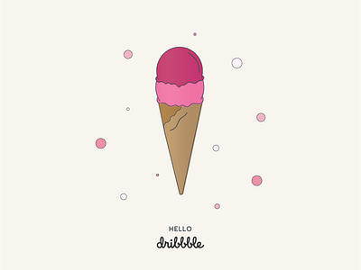 Hello Dribbble! debut dribbble first shot ice cream illustration