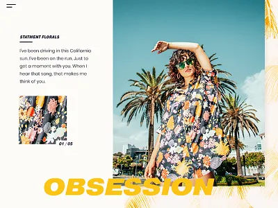 Obsession california clean design ecommerce florals gold minimal palm statement ui ux web