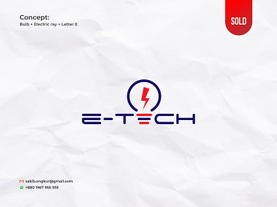 Wordmark E -Tech Logo branding bulb logo design light logo logo marketing spark spark logo tech tech logo typography vector wordmark