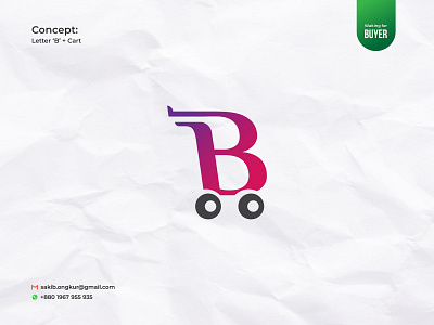 Letter B Logo abcdefghijk branding cart logo combination mark design e commerse letter b logo lettermark lmnopqrstuvwxyz logo marketing online shop logo sakib ongkur studiotit typography vector