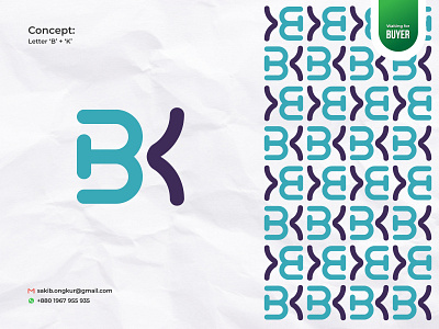 Letter Mark Logo abcdefghijklmnop b logo bk logo branding design icon k logo lettermark logo pattern qrstuvwxyz sakib ongkur studiotit typography vector