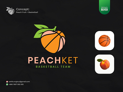 Abstract Pictorial Basketball Logo basketball basketball logo basketball team branding combination mark design graphic design logo peach fruit peach logo pictorial mark sakib ongkur studiotit vector