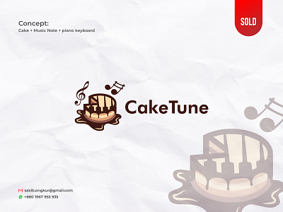 Cake Tune Logo bakery logo branding cake logo chocolate logo design graphic design illustration keyboard logo logo music logo note sakib ongkur studiotit tune logo vector