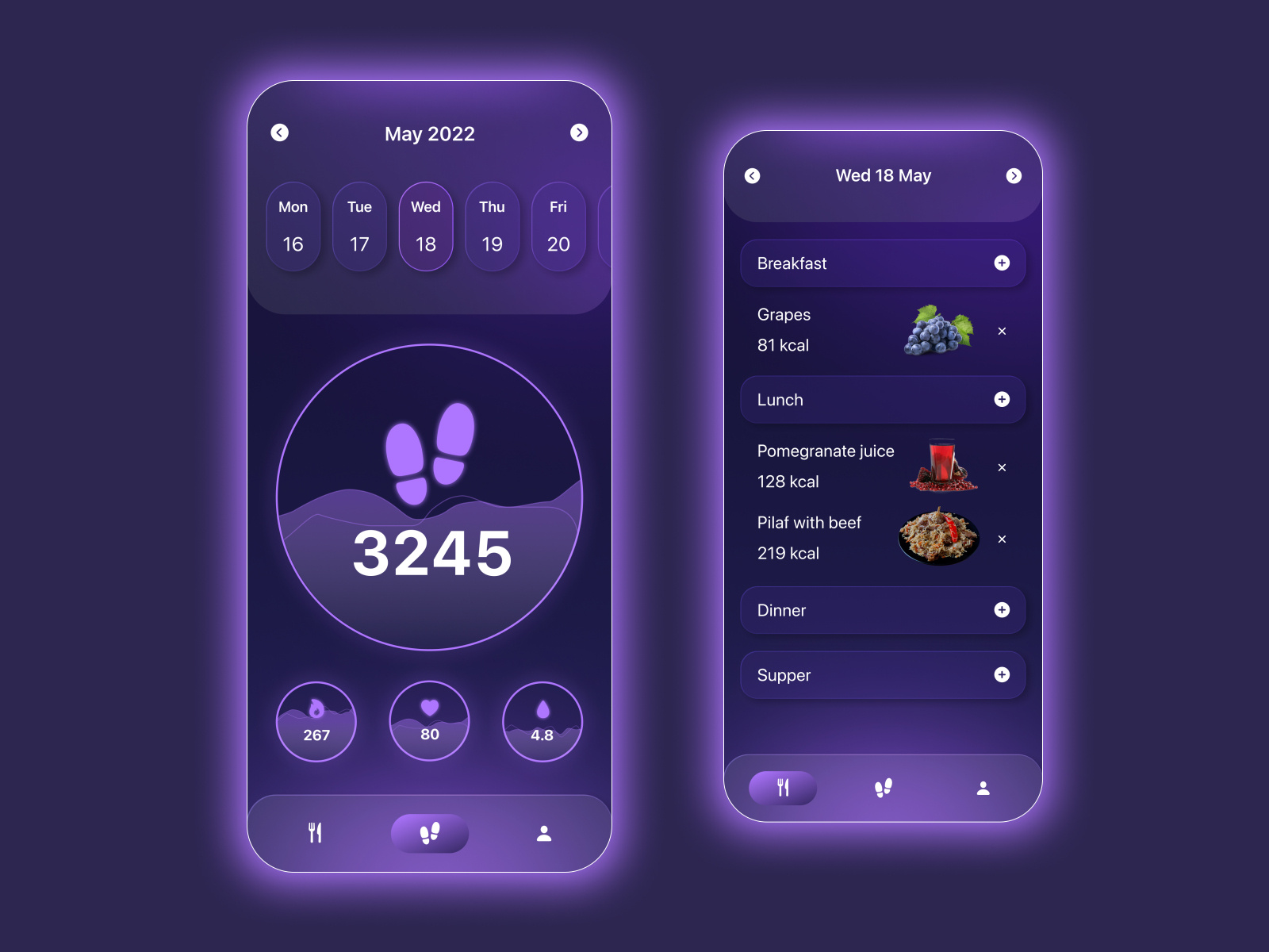 Pedometer Mobile App by Anya on Dribbble