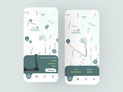 Daily UI 029 - Map app car sharing of electric scooters daily ui 029 dailyui dailyuichallenge design electric scooters figma map mobile mobile app mobile design scooter ui uidesign userinterface ux