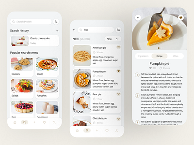 Daily UI 040 - Recipe android app daily ui 040 dailyui dailyuichallenge design figma ios light theme mobile mobile design mockup recipe recipes app ui uidesign userinterface ux