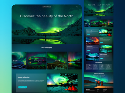 Travel Agency Landing Page aurora landing northern lights travel agency travel landing visual design web design