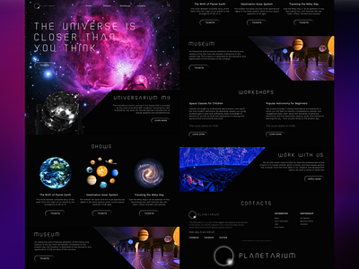 Planetarium Landing Page dark mode design landing planetarium space ui visual design web design