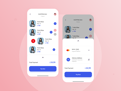 Clothes Store App - Cart android baby cart clear clothes design desqamar ecommerce freelancer graphic design interaction ios kids mobile pink simple store ui uidesign women