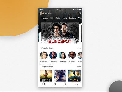 Movies App screen app design film ios iphone list main mobile movie screen ui ux