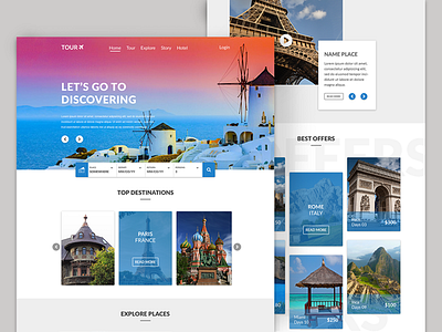 Tour Website blue bootstrap clean hotel tour tourism travel trip ui ux web