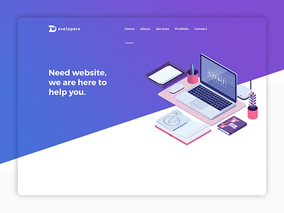 Developers Website creative design landingpage modern psd site template ui web