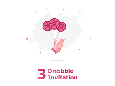 Dribbble Invitation ball balloon dribbble first hello hippo illustration invitation invites pink shot three