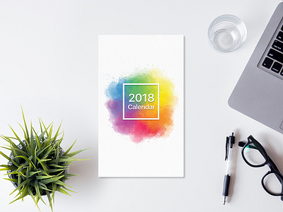 2018 Calander 2018 brush calendar cards color design gradient month painting prints year