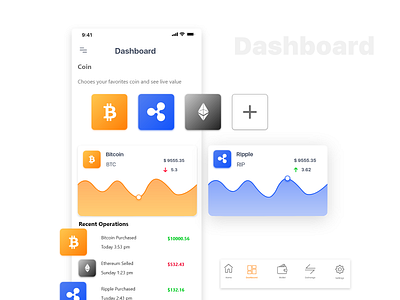 Crypto Currency Dashboard analytics bitcoin blockchain crypto currency ethereum exchange finance ios iphone money trading