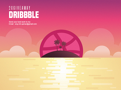 Dribbble Invitation 2 2018 beach color design draft giveaway gradient illustraion invitation invite invites island logo sea summer sun typography