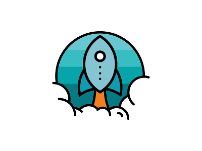 Rocket WIP blue clean illustrator lines logo orange rocket space