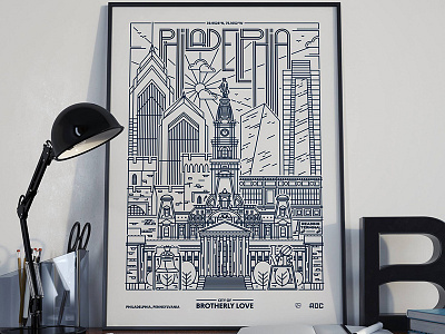 City of Brotherly Love blue brotherly love cities clean collaboration lettering pa philadelphia philly poster print screen print