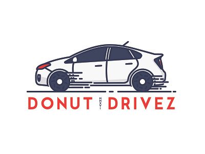 Donut Drivez Final blue car clean donuts joke logo modern prius red type