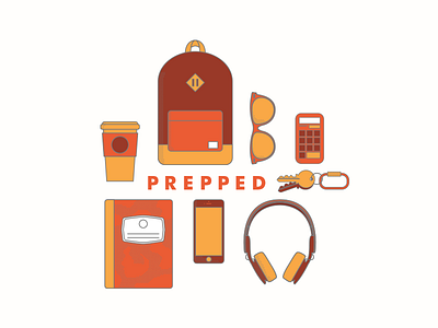 Pitch Idea backpack clean coffee headphones iphone keys lines orange prepped red sunglasses yellow