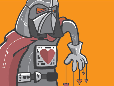 Darth of Hearts cards illustration playing star vader vector wars