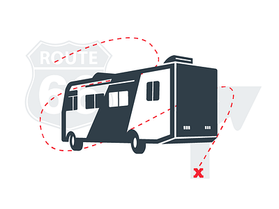 Motorhome flat icon illustration motorhome truck