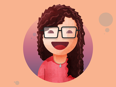 Mahsaw's cartoon avatar avatar curly cute girl glasses illustration love pink portait smile