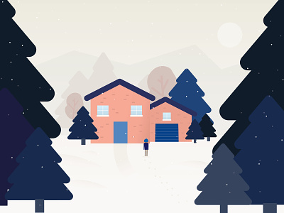 Cabin in the woods cabin card design christmas design holiday house illustration snow trees winter wonderland