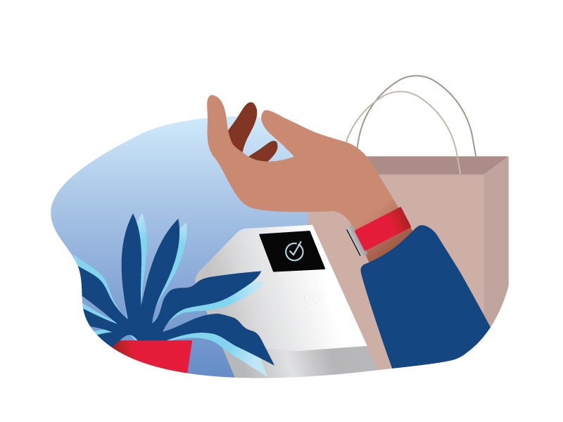 Small Business Payments Spotlight clover payments mobile payments smart watch mobile small business design illustration debit card bank of america bank of america merhant service