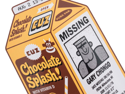 Chocolate Splash Skateboard chocolate milk graphic illustration lettering milk carton missing ad skateboard skateboarding typography