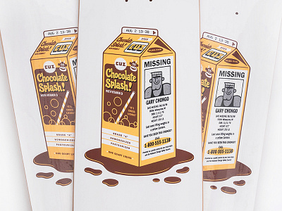 Chocolate Splash Skateboard chocolate milk graphic illustration lettering milk carton missing ad skateboard skateboarding typography