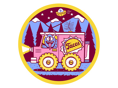 Taco Week Concept Art alien cartoon illustration lettering monster psychedelic spooky street food taco truck tacos ufo x files