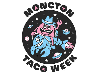 Taco Week Art alien cartoon illustration lettering lobster psychedelic space street food taco truck tacos ufo