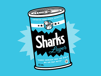 Sharks Lager beer beer can branding cartoon craft beer illustration jaws lettering logo psychedelic shark