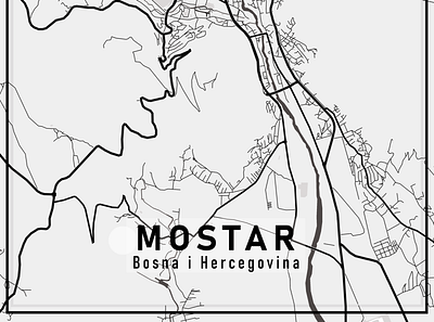 City map - Mostar design graphic design illustration poster